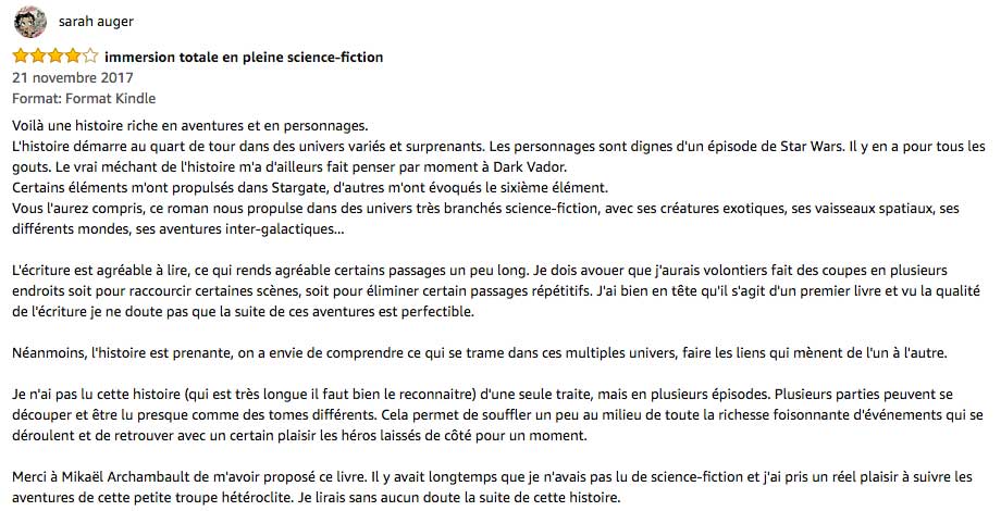 commentaire sur Amazon