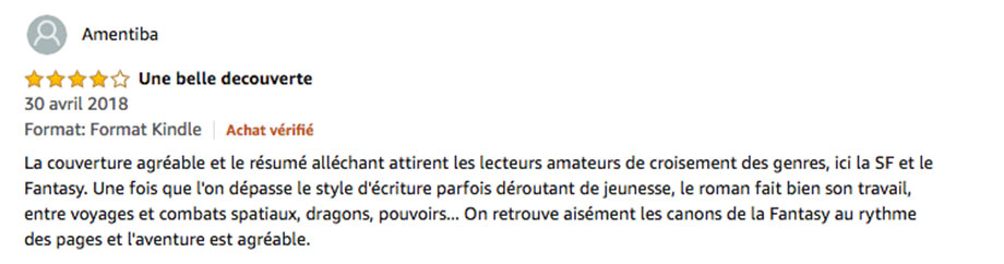 commentaire sur Amazon